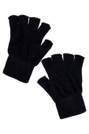 Black Unhemmed Fingerless Gloves