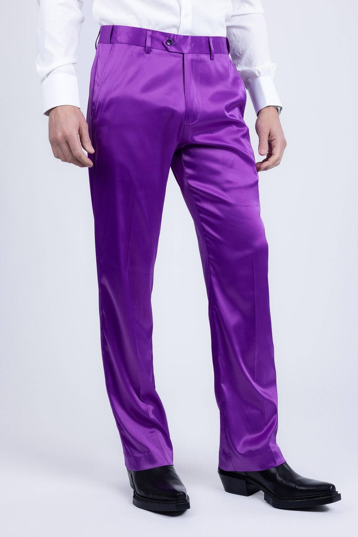 Men's Shiny Stretch Solid Color Dress Pants
