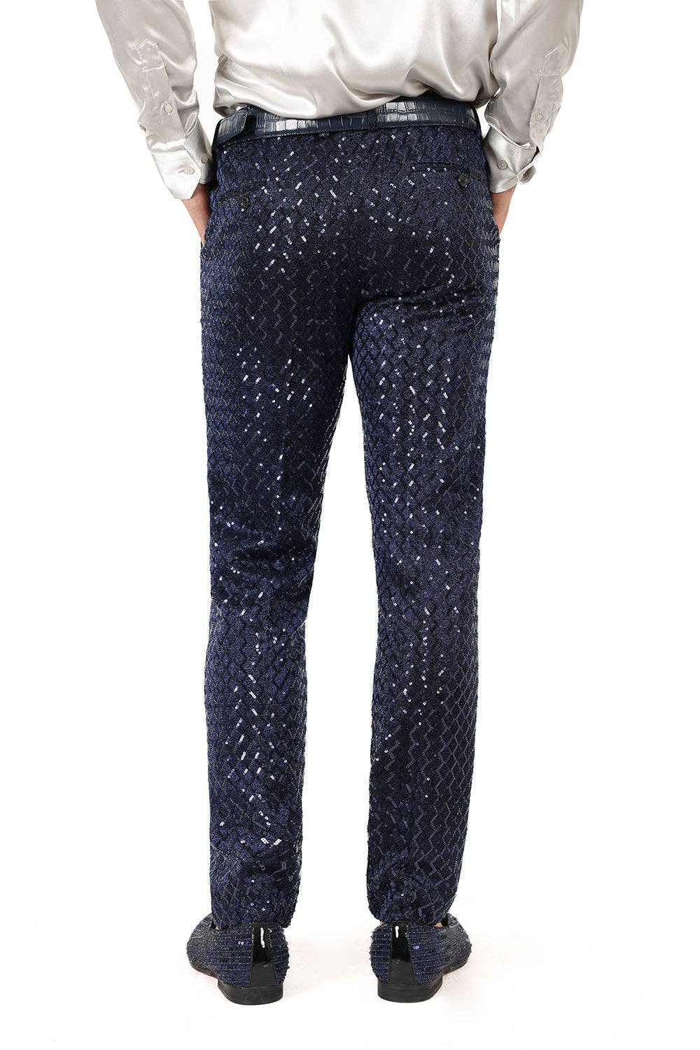 Men's Sequin Diamond Design Shiny Chino Pants