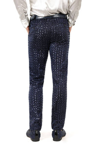 Men's Sequin Diamond Design Shiny Chino Pants