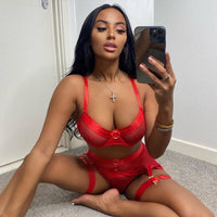 See Through Set with Garter Shorts