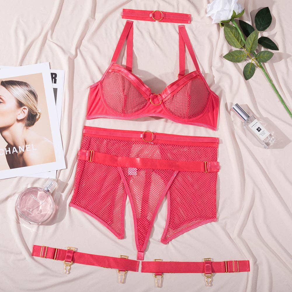 See Through Set with Garter Shorts
