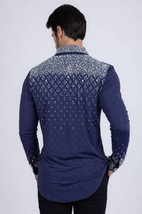 Men's Rhinestones Geometric Long Sleeve Shirts