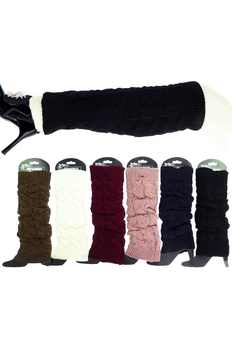 Women's Coil Cable Knitted Knee-high Leg Warmers
