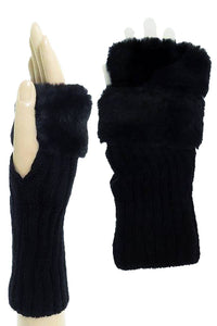 Women's Faux Fur Knitted Fingerless Arm Warmer