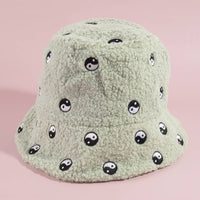Yin Yang Patch Sherpa Teddy Bucket Hat