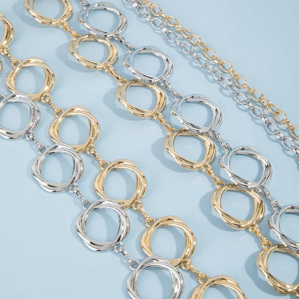 Organic Freeform Open Circle Link Chain Belt