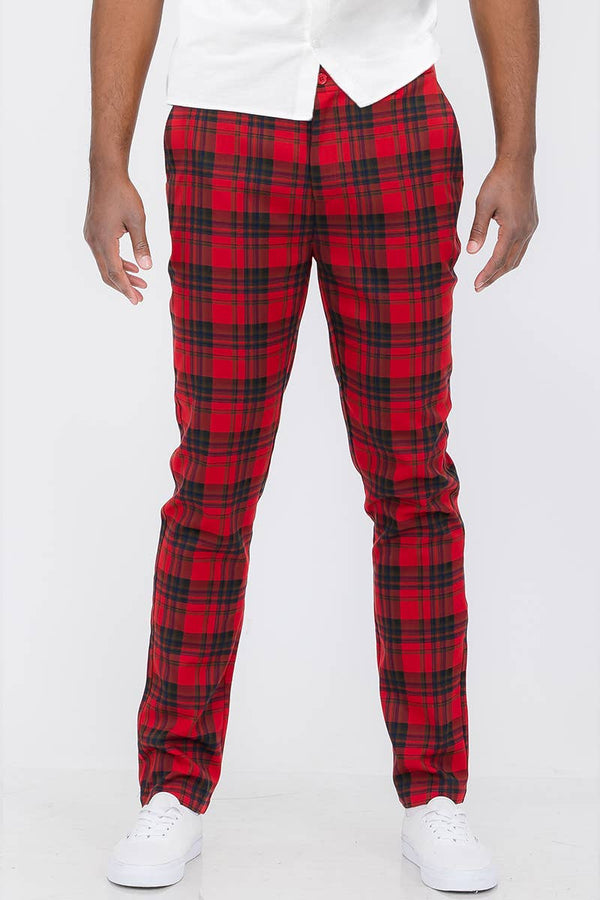 Red Plaid Trouser Pants