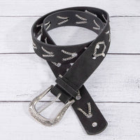 Chain Pattern Detail Vegan Leather Belt