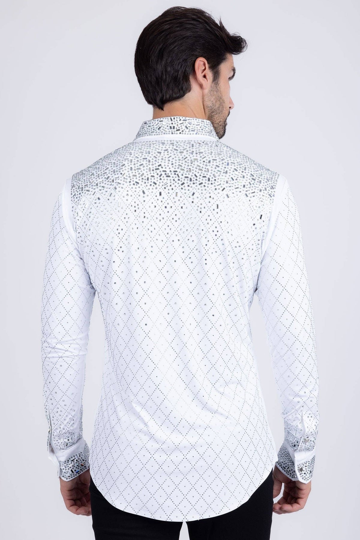 Men's Rhinestones Geometric Long Sleeve Shirts