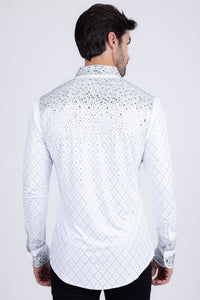 Men's Rhinestones Geometric Long Sleeve Shirts