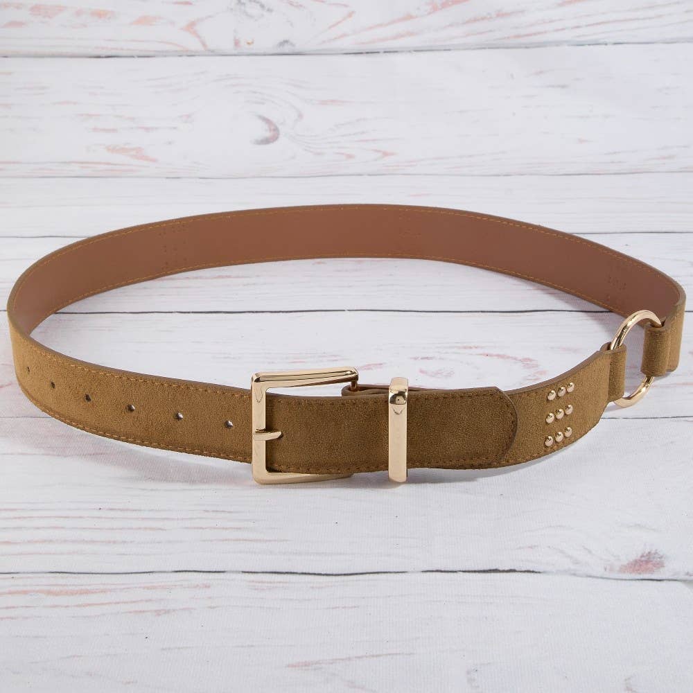 Ring Decor Studded Vegan Leather Belt