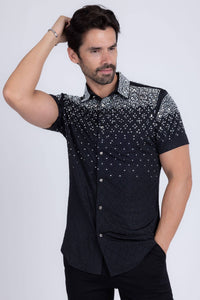 Men's Rhinestone Stretch Short Sleeve Shirt