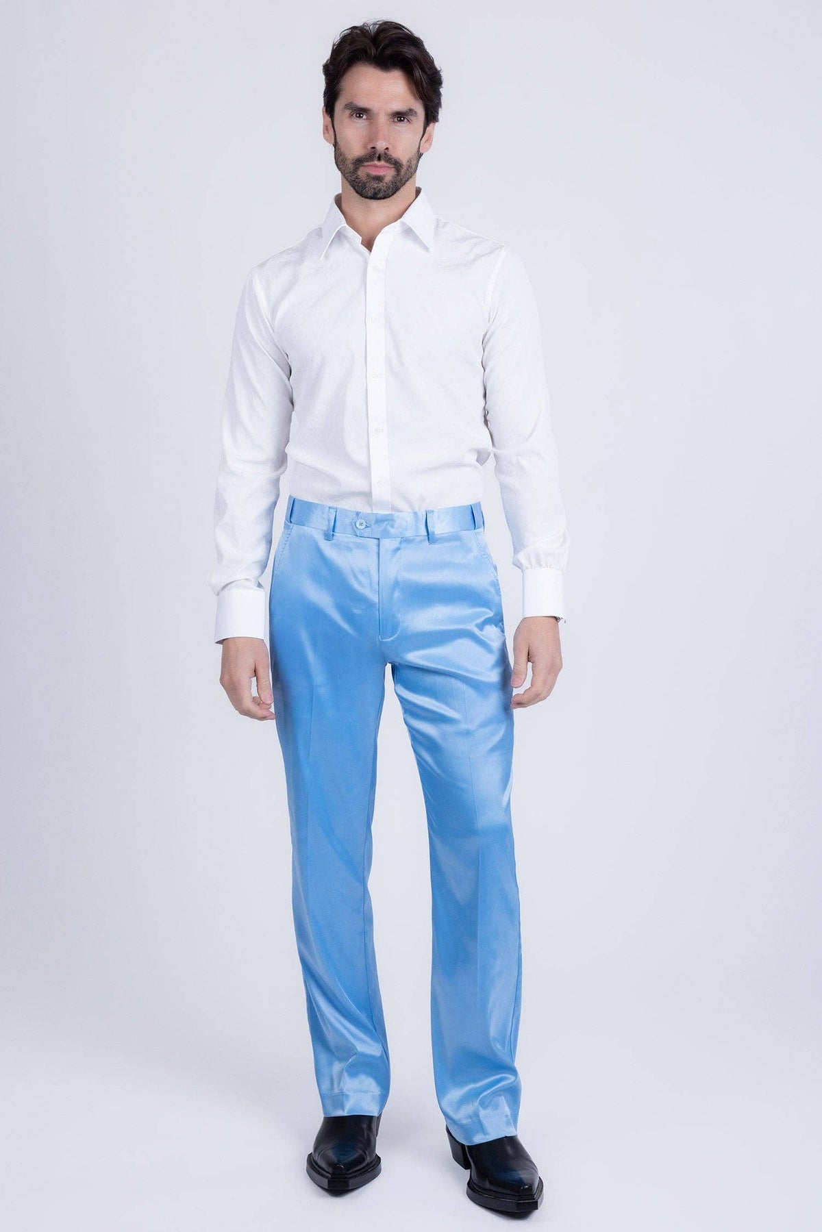 Men's Shiny Stretch Solid Color Dress Pants
