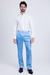 Men's Shiny Stretch Solid Color Dress Pants