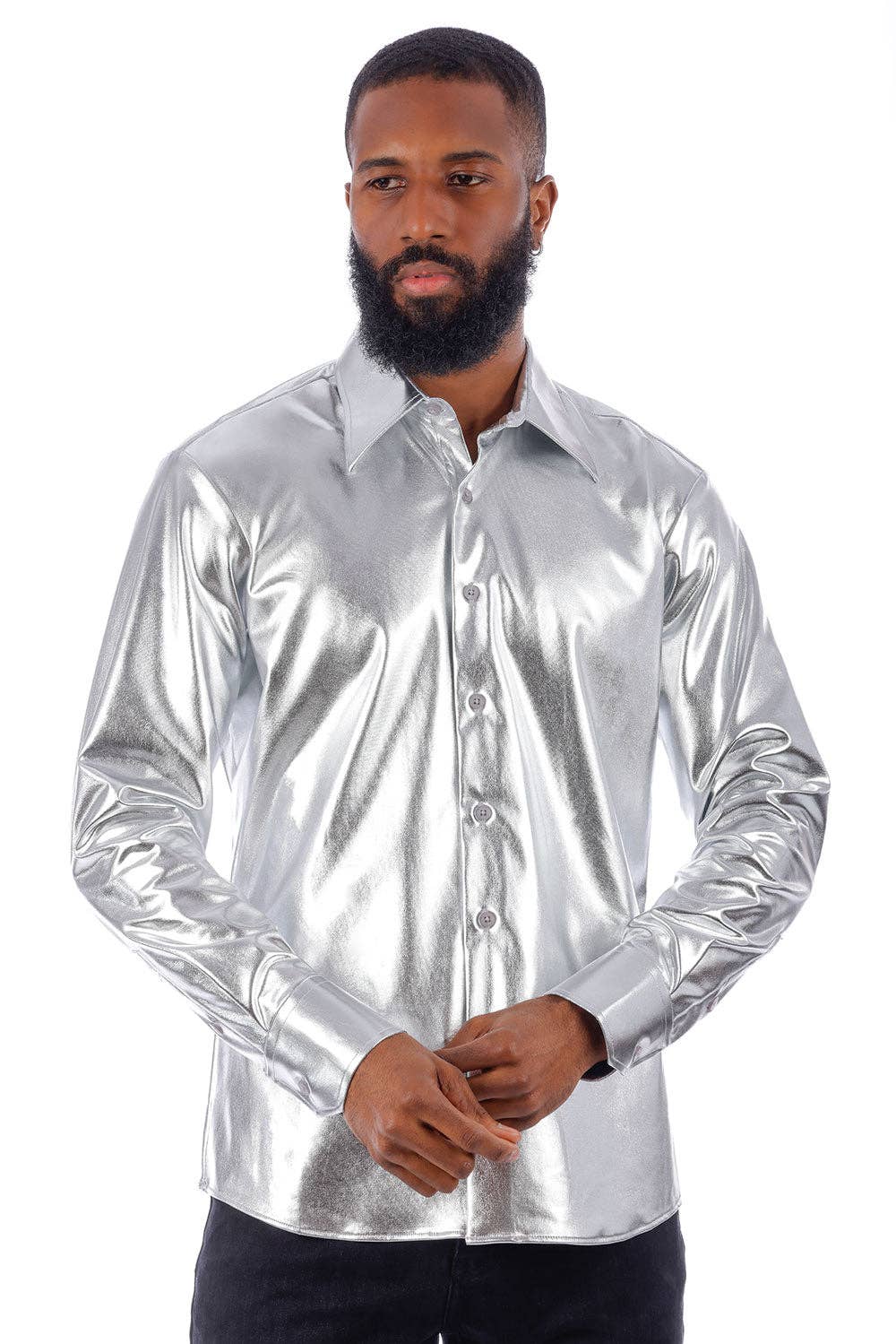 Men's Metallic Silver Shirt