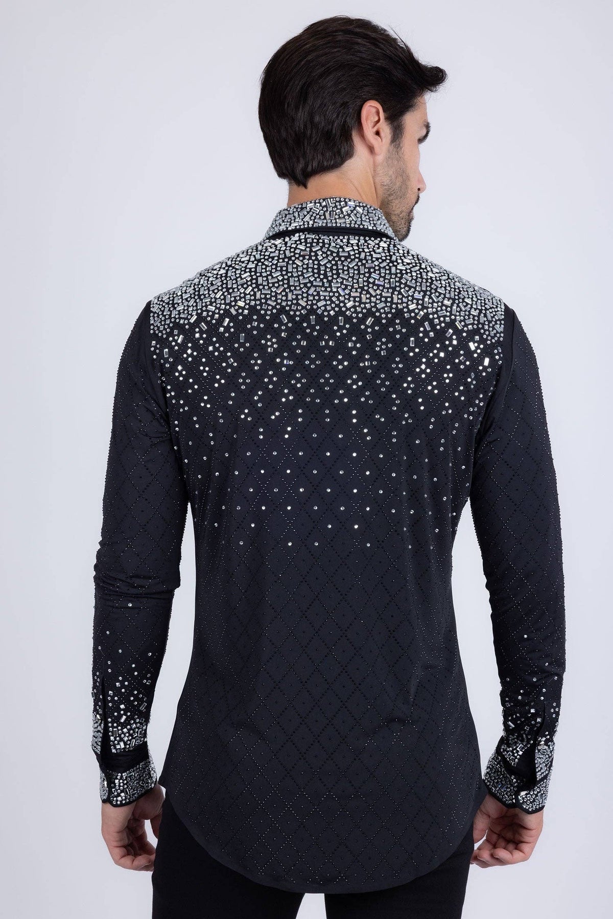 Men's Rhinestones Geometric Long Sleeve Shirts