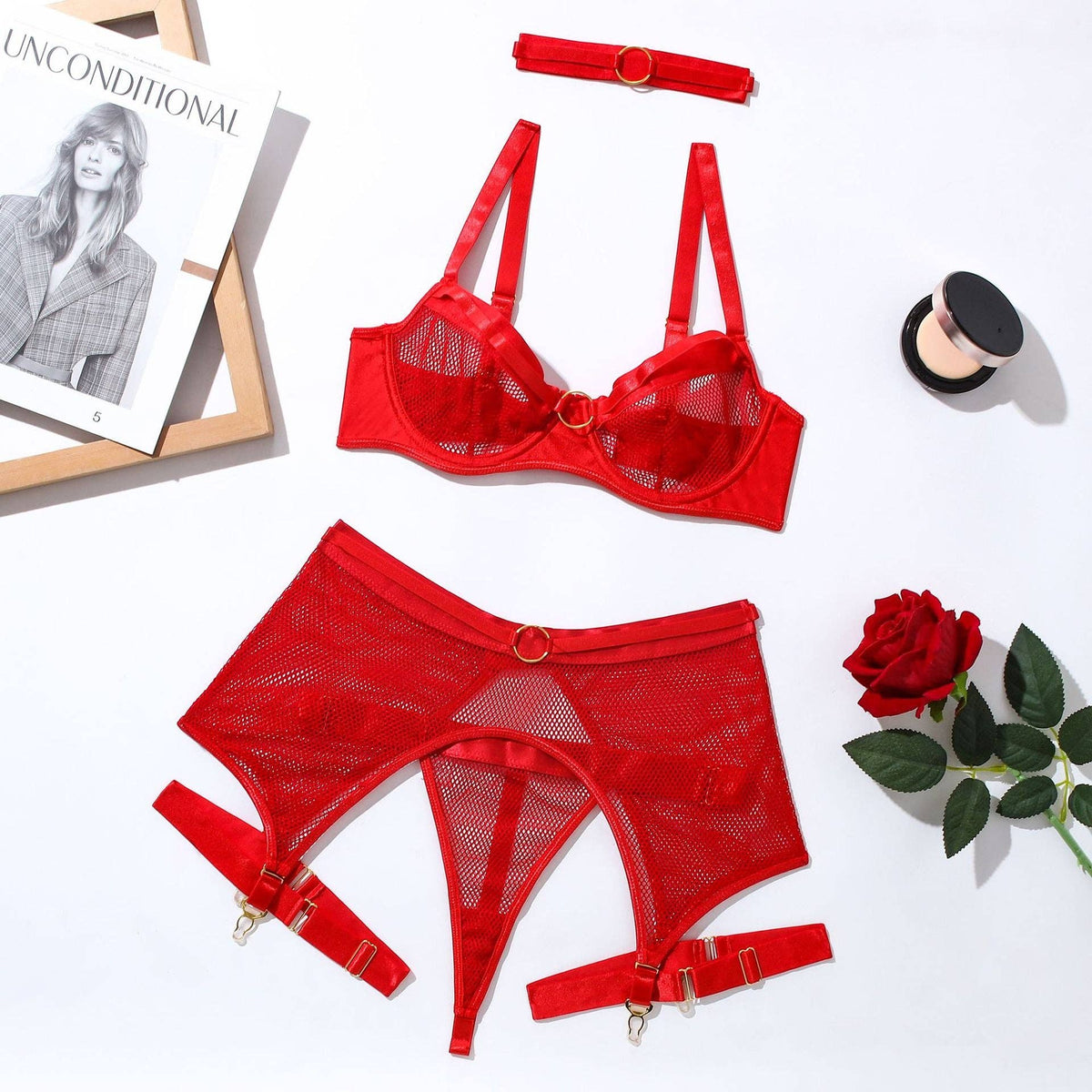 See Through Set with Garter Shorts