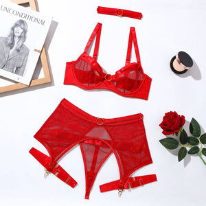 See Through Set with Garter Shorts