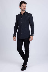 Men's Rhinestones Geometric Long Sleeve Shirts