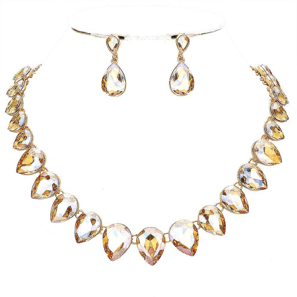 Pear Crystal Necklace Set
