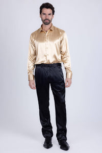 Men's Shiny Stretch Solid Color Dress Pants