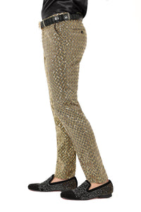 Men's Sequin Diamond Design Shiny Chino Pants