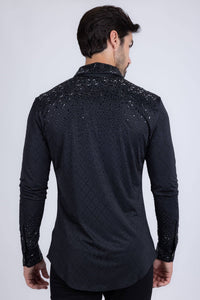 Men's Rhinestones Geometric Long Sleeve Shirts