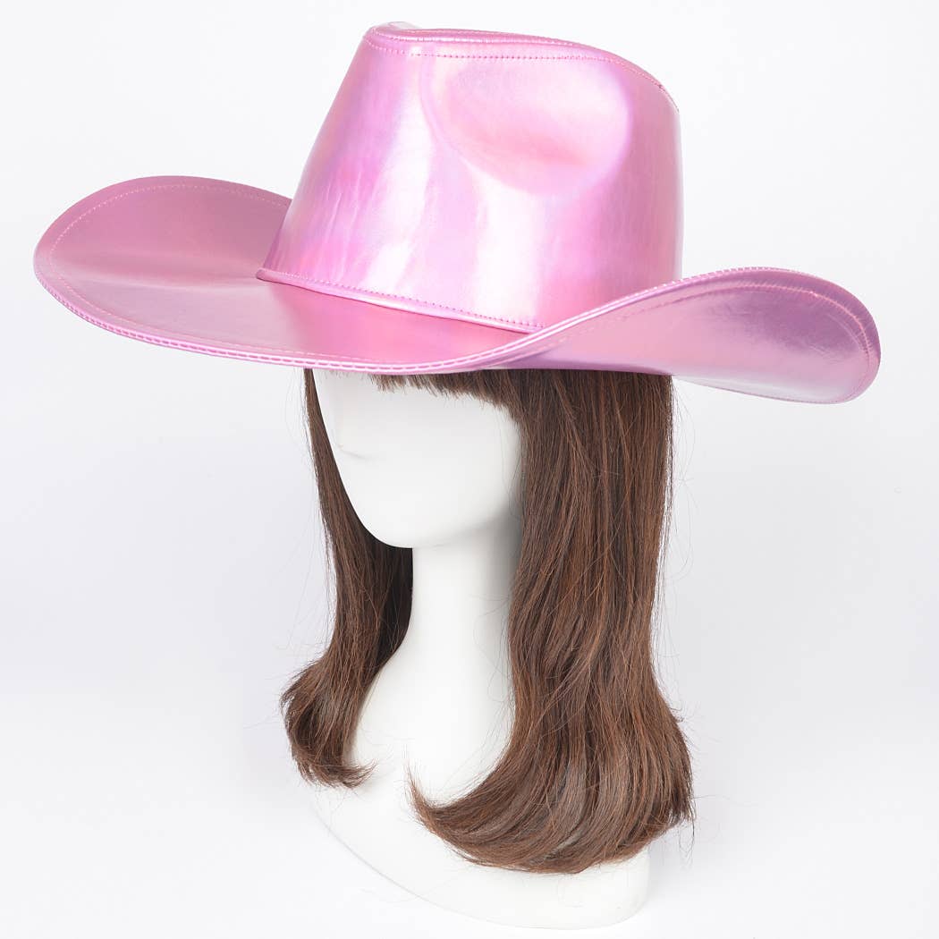 Metallic Faux Leather Cowboy Hat