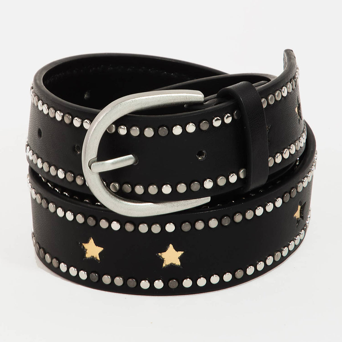 Studded Trim Leather Belt
