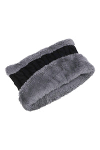 Dark Neutrals 2-piece Knit Fur Beanie Scarf