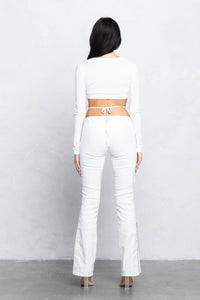 Cut out back side long sleeves bodysuit