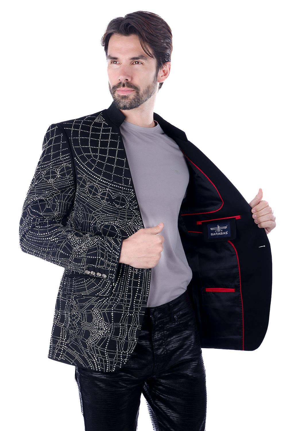 Men's Studded Lapel Blazer