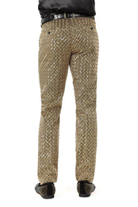 Men's Sequin Diamond Design Shiny Chino Pants