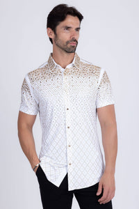 Men's Rhinestone Stretch Short Sleeve Shirt