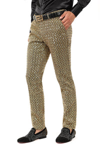 Men's Sequin Diamond Design Shiny Chino Pants