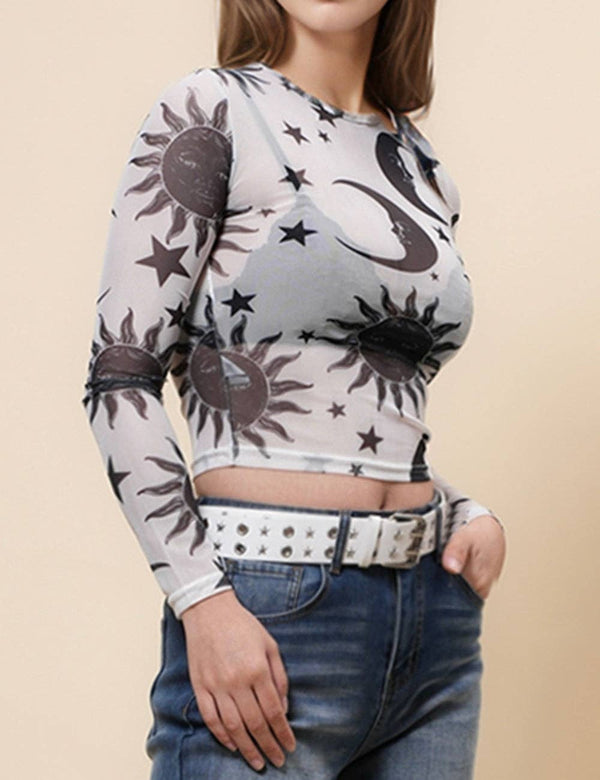 Moon Sun Star Mesh Top