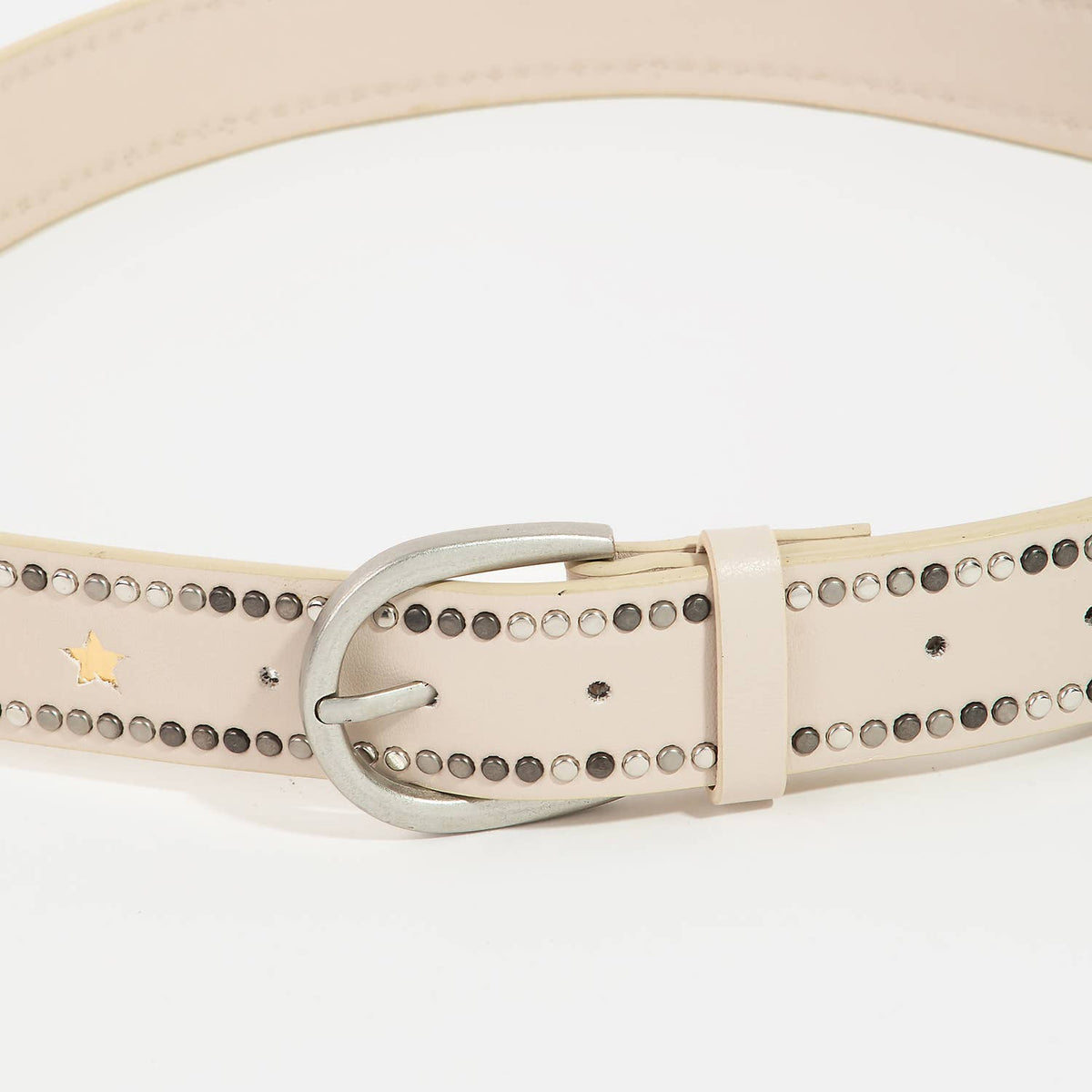 Studded Trim Leather Belt