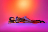 One Size Snake Fishnet Rhinestone Bodysuit