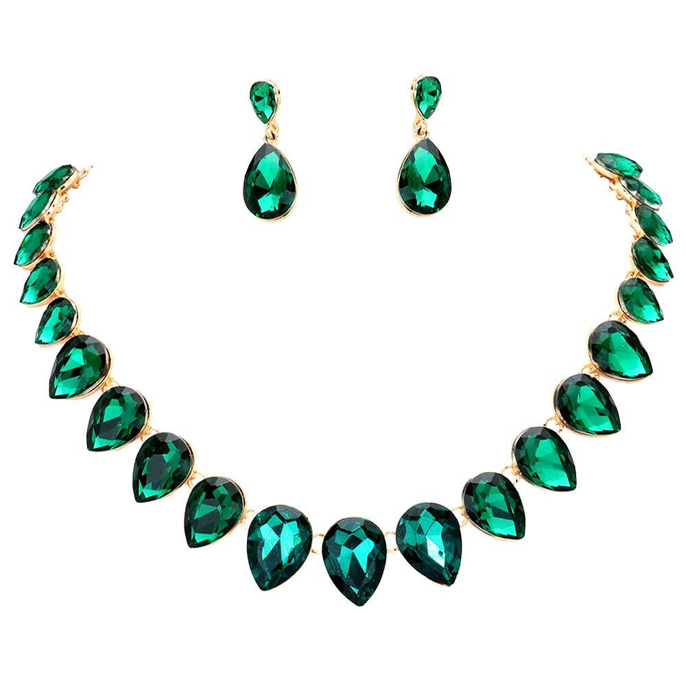 Pear Crystal Necklace Set