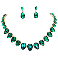 Pear Crystal Necklace Set