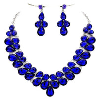 Double Row Pear Crystal Necklace Set