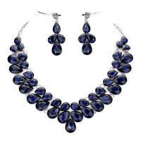 Double Row Pear Crystal Necklace Set