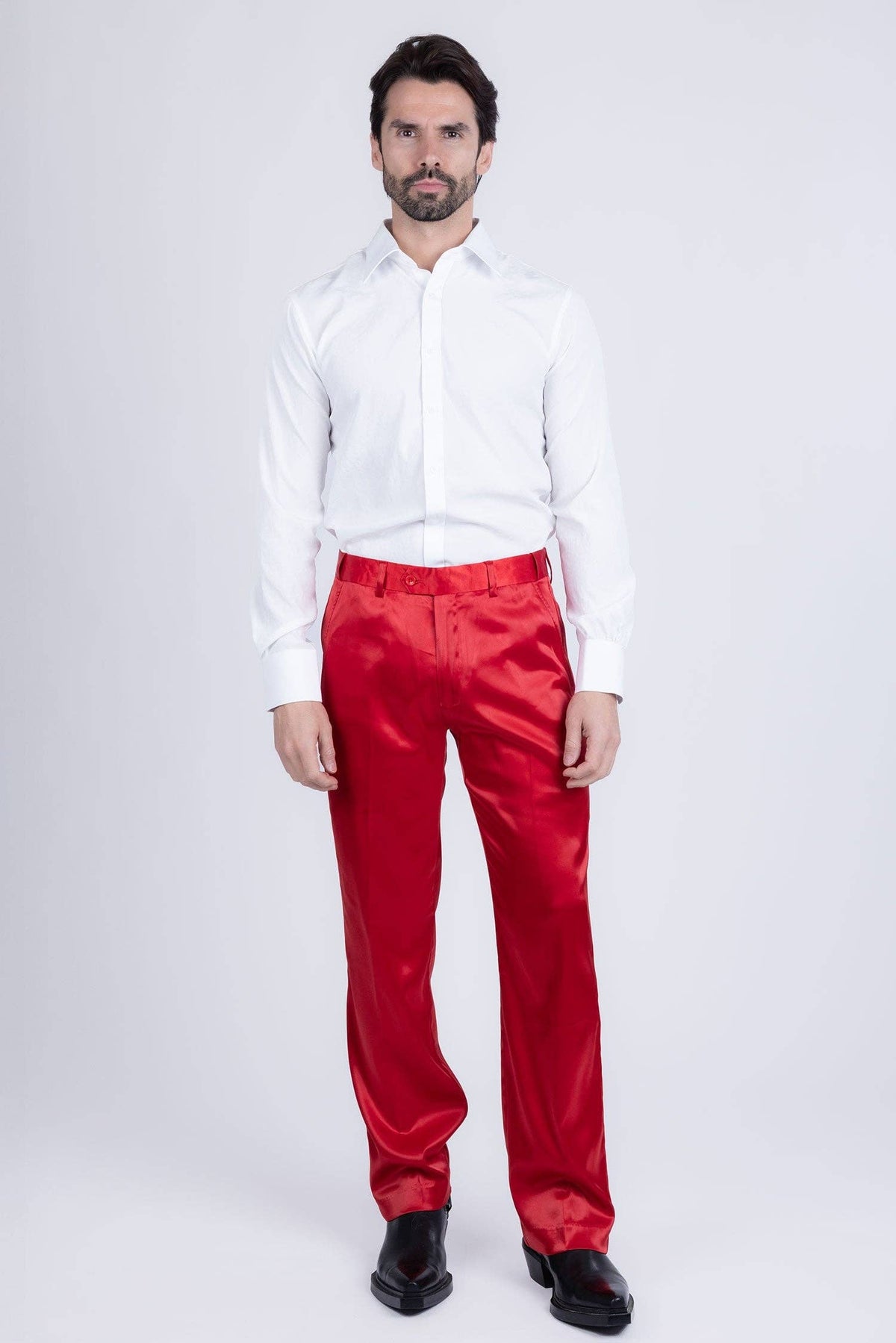 Men's Shiny Stretch Solid Color Dress Pants