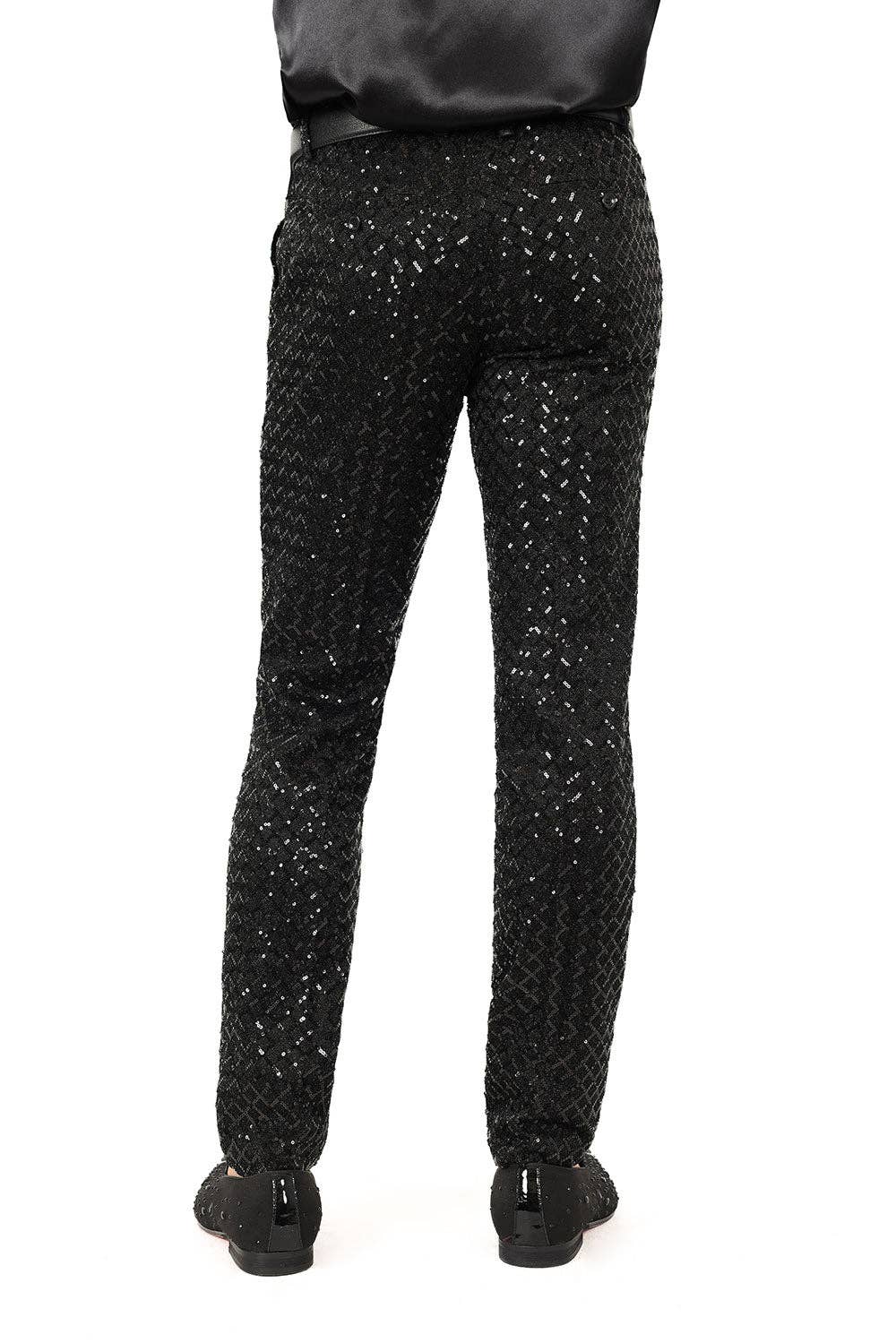 Men's Sequin Diamond Design Shiny Chino Pants
