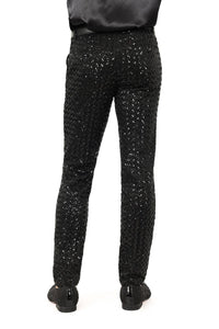 Men's Sequin Diamond Design Shiny Chino Pants