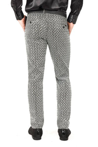Men's Sequin Diamond Design Shiny Chino Pants