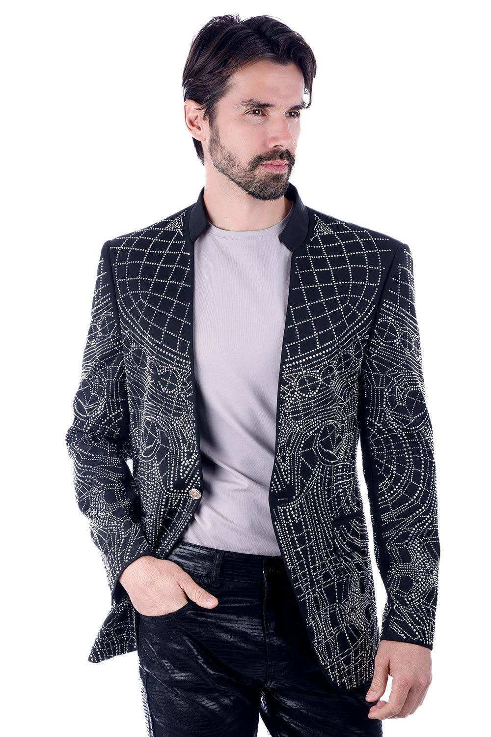 Men's Studded Lapel Blazer