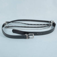 Studded Vegan Leather With Chain Drape Belt