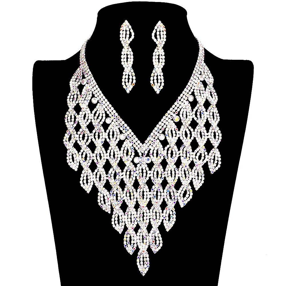 Sparkling Marquise Rhinestone Necklace Set